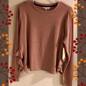 C&C California Cozy Ruffle Split Hem Pullover